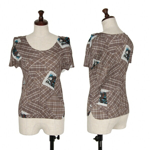 PLEATS PLEASE Trump Card Print Pleated T-Shirt White Size 3