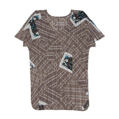 PLEATS PLEASE Trump Card Print Pleated T-Shirt White Size 3