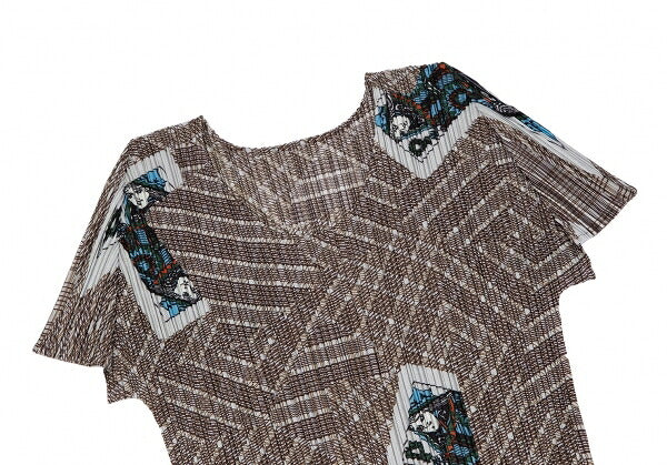 PLEATS PLEASE Trump Card Print Pleated T-Shirt White Size 3