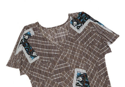 PLEATS PLEASE Trump Card Print Pleated T-Shirt White Size 3