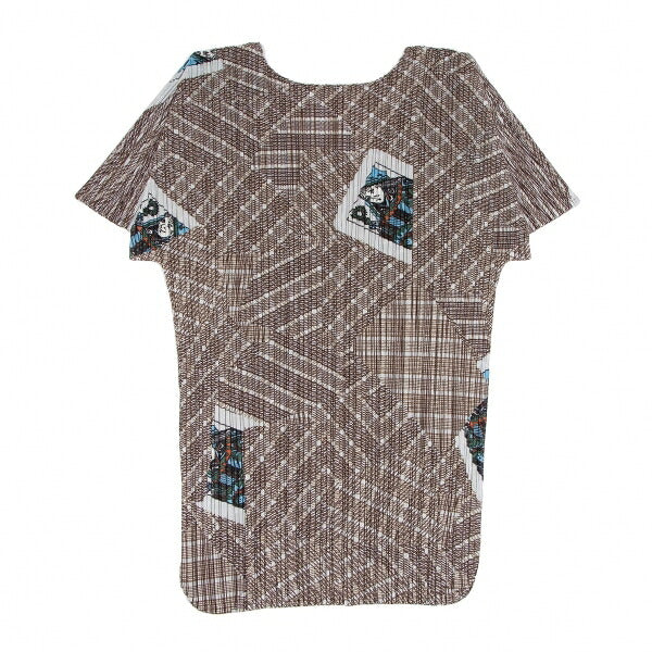 PLEATS PLEASE Trump Card Print Pleated T-Shirt White Size 3