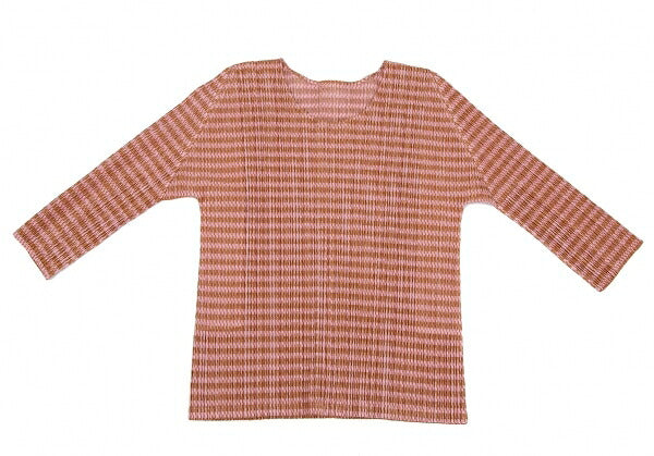 PLEATS PLEASE Houndstooth Pleated Cut & Sew Top Pink Size 4