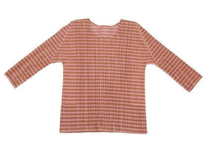 PLEATS PLEASE Houndstooth Pleated Cut & Sew Top Pink Size 4