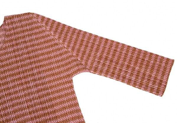 PLEATS PLEASE Houndstooth Pleated Cut & Sew Top Pink Size 4