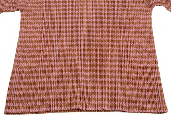 PLEATS PLEASE Houndstooth Pleated Cut & Sew Top Pink Size 4