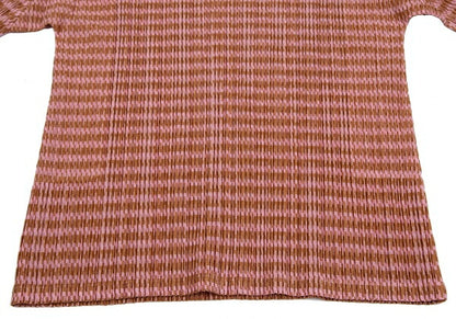 PLEATS PLEASE Houndstooth Pleated Cut & Sew Top Pink Size 4