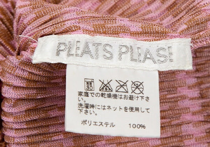 PLEATS PLEASE Houndstooth Pleated Cut & Sew Top Pink Size 4