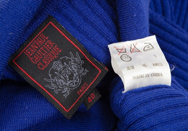 Jean Paul GAULTIER CLASSIQUE Wool Rib Sweater Blue Size 40