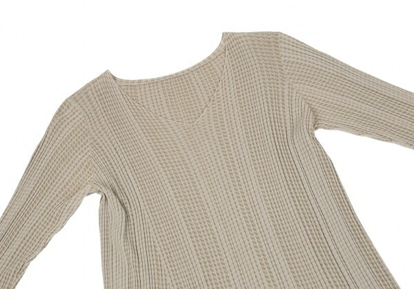 JURGEN LEHL Cotton Rib Knit V-Neck Dress Beige Size M