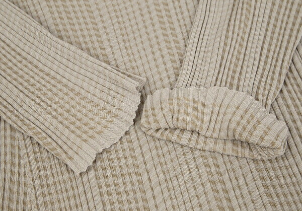 JURGEN LEHL Cotton Rib Knit V-Neck Dress Beige Size M
