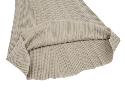 JURGEN LEHL Cotton Rib Knit V-Neck Dress Beige Size M