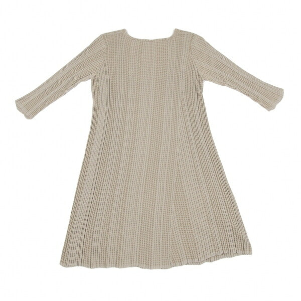 JURGEN LEHL Cotton Rib Knit V-Neck Dress Beige Size M