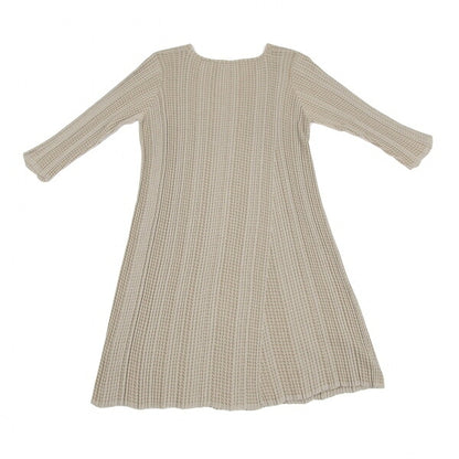 JURGEN LEHL Cotton Rib Knit V-Neck Dress Beige Size M