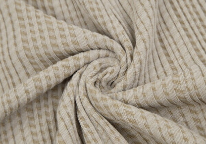 JURGEN LEHL Cotton Rib Knit V-Neck Dress Beige Size M