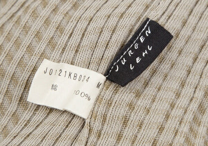 JURGEN LEHL Cotton Rib Knit V-Neck Dress Beige Size M