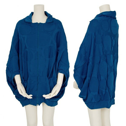 Y's 22SS Dot Jacquard Double Zip Cape Jacket Blue Size 2
