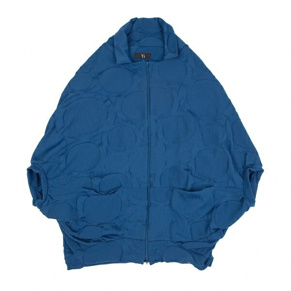 Y's 22SS Dot Jacquard Double Zip Cape Jacket Blue Size 2
