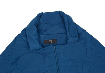 Y's 22SS Dot Jacquard Double Zip Cape Jacket Blue Size 2