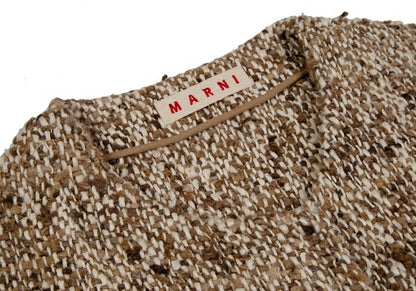 MARNI Silk Low Gauge Nep Knit Jacket Mocha Size 42