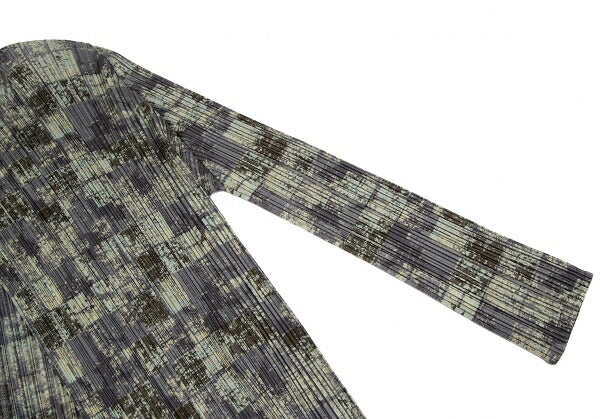 PLEATS PLEASE Faded Check Print Cardigan Gray Size 3