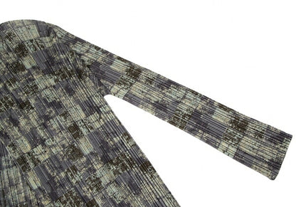 PLEATS PLEASE Faded Check Print Cardigan Gray Size 3