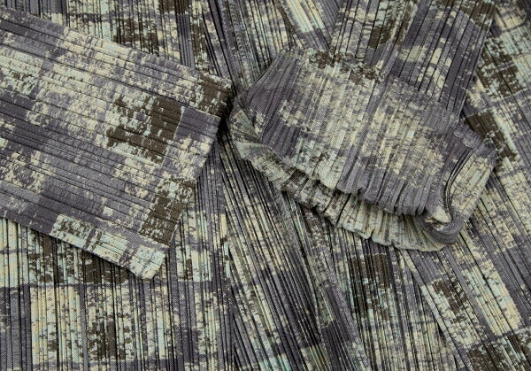 PLEATS PLEASE Faded Check Print Cardigan Gray Size 3