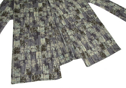 PLEATS PLEASE Faded Check Print Cardigan Gray Size 3