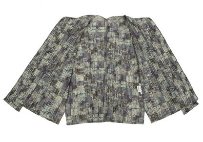 PLEATS PLEASE Faded Check Print Cardigan Gray Size 3
