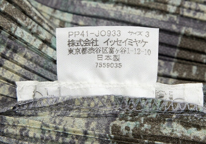 PLEATS PLEASE Faded Check Print Cardigan Gray Size 3
