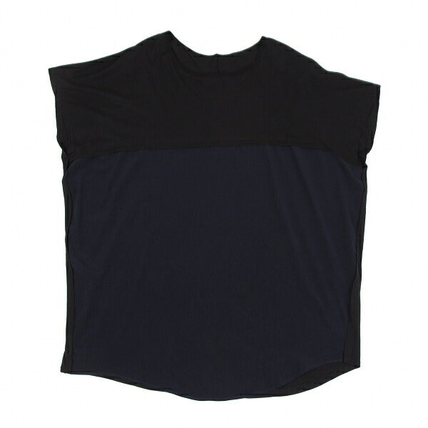 Y's Dolman Sleeve Mixed Material Cut & Sew Top Navy Size 2