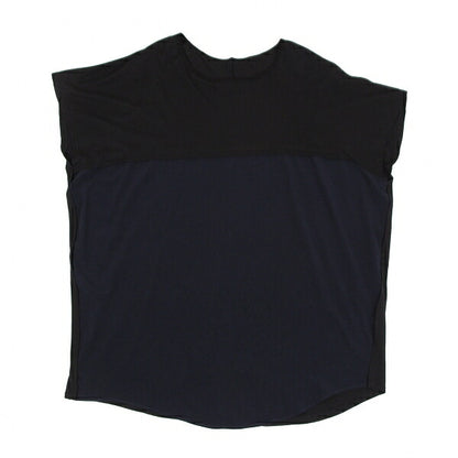 Y's Dolman Sleeve Mixed Material Cut & Sew Top Navy Size 2