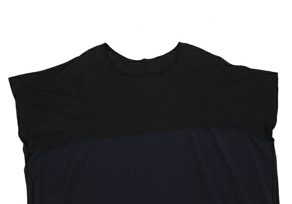 Y's Dolman Sleeve Mixed Material Cut & Sew Top Navy Size 2