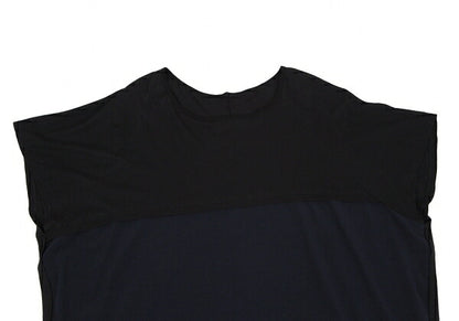 Y's Dolman Sleeve Mixed Material Cut & Sew Top Navy Size 2