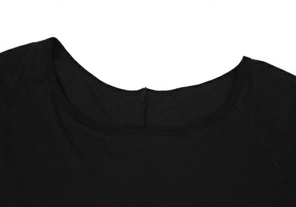 Y's Dolman Sleeve Mixed Material Cut & Sew Top Navy Size 2