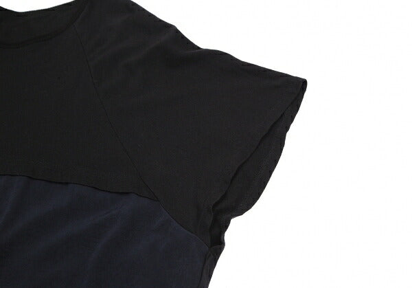Y's Dolman Sleeve Mixed Material Cut & Sew Top Navy Size 2