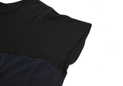 Y's Dolman Sleeve Mixed Material Cut & Sew Top Navy Size 2