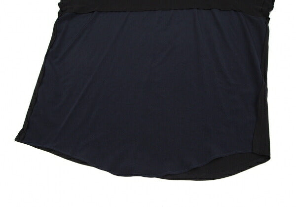 Y's Dolman Sleeve Mixed Material Cut & Sew Top Navy Size 2