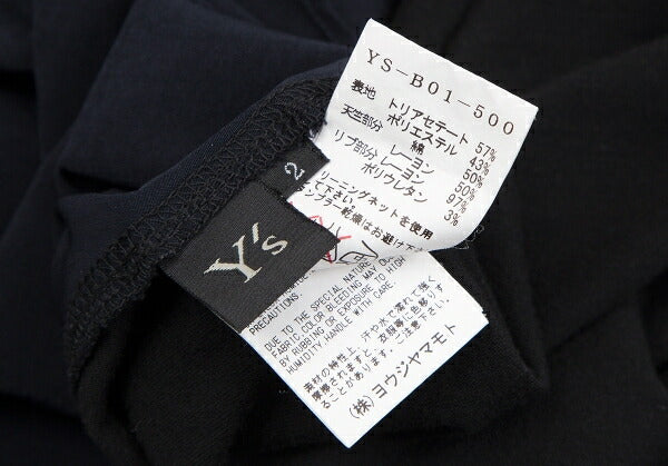Y's Dolman Sleeve Mixed Material Cut & Sew Top Navy Size 2