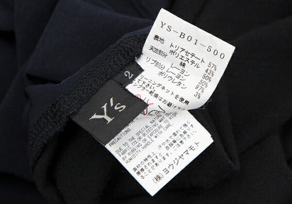 Y's Dolman Sleeve Mixed Material Cut & Sew Top Navy Size 2
