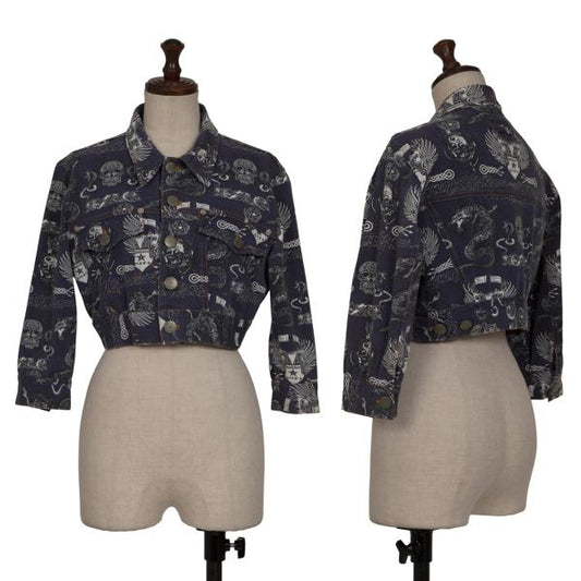 GAULTIER JEAN'S Tattoo Graphic Print Jacket Navy Size 48