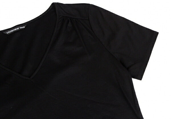VIVIENNE TAM Flower Embroidery V-Neck T-Shirt Black Size 1