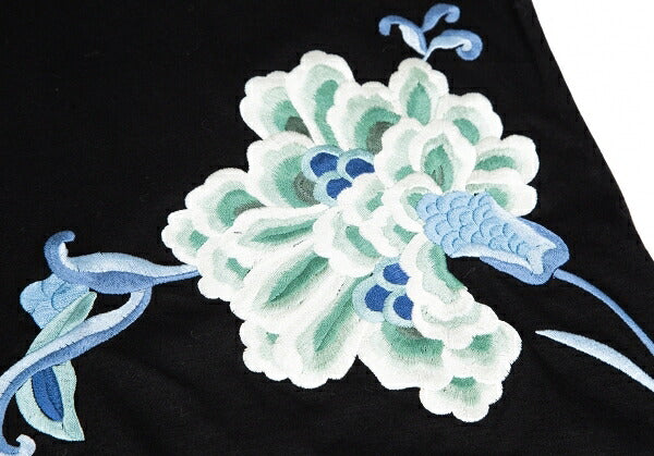VIVIENNE TAM Flower Embroidery V-Neck T-Shirt Black Size 1