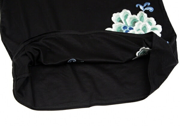 VIVIENNE TAM Flower Embroidery V-Neck T-Shirt Black Size 1