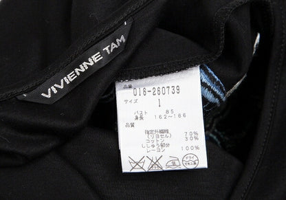 VIVIENNE TAM Flower Embroidery V-Neck T-Shirt Black Size 1