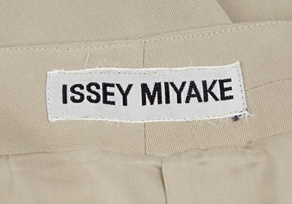 ISSEY MIYAKE Tuck Tapered Rayon Blend Pants Beige Size L