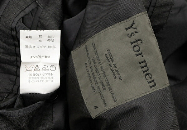 Y's for men Cotton Linen Tailored Blazer Charcoal Size 4