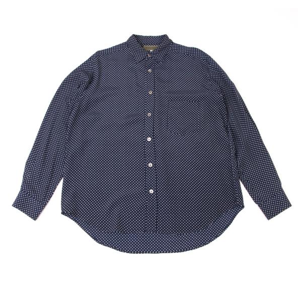 Y's for men Navy Pin Dot Layered Collar Rayon Shirt Size 3