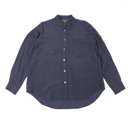 Y's for men Navy Pin Dot Layered Collar Rayon Shirt Size 3