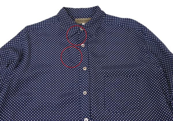 Y's for men Navy Pin Dot Layered Collar Rayon Shirt Size 3