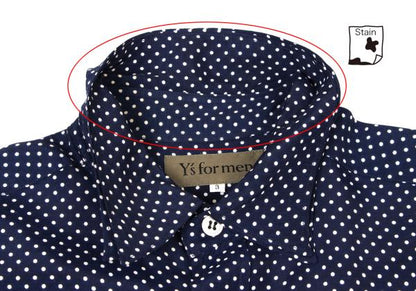 Y's for men Navy Pin Dot Layered Collar Rayon Shirt Size 3